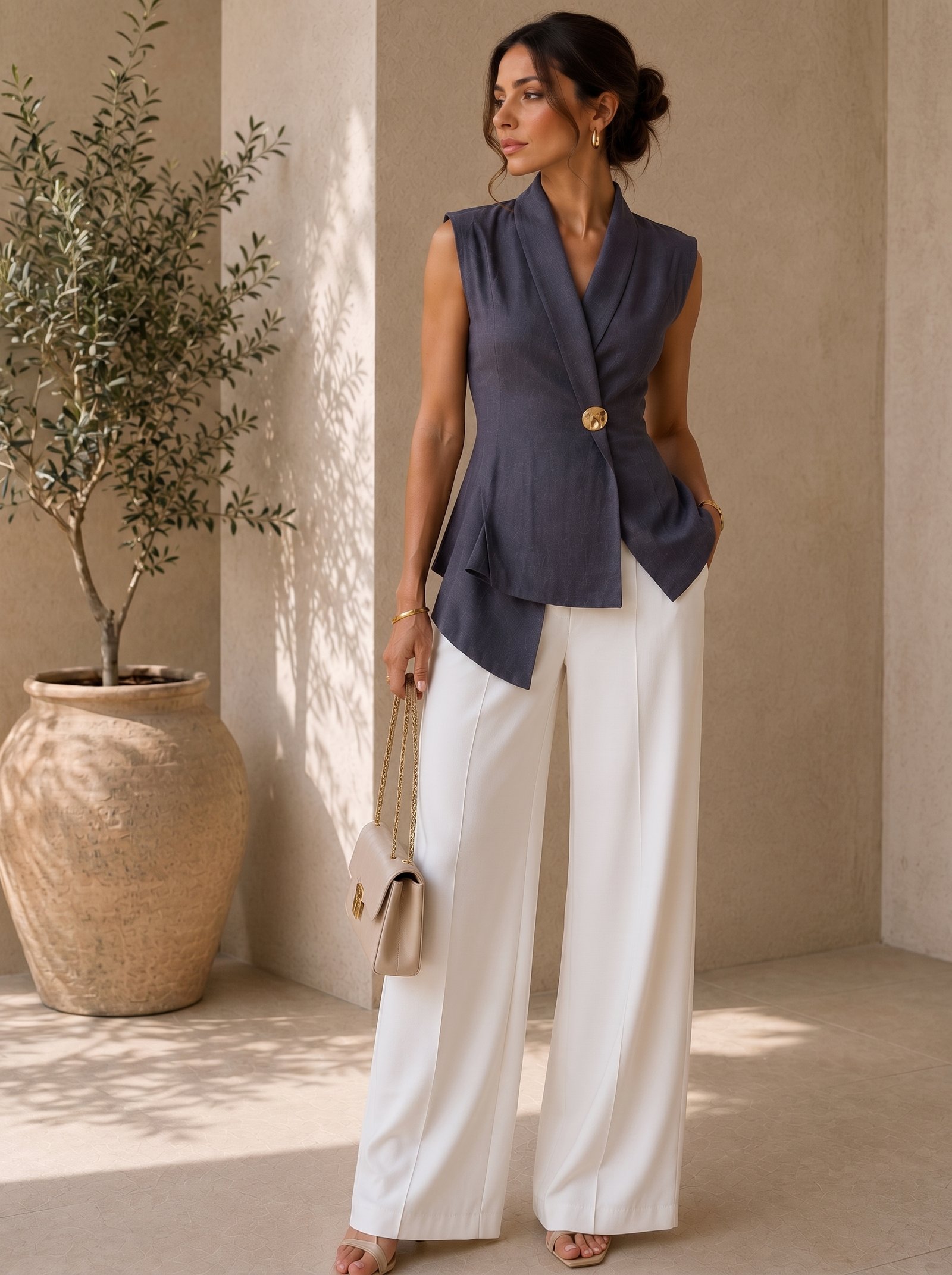 Moonstone Linen Vest