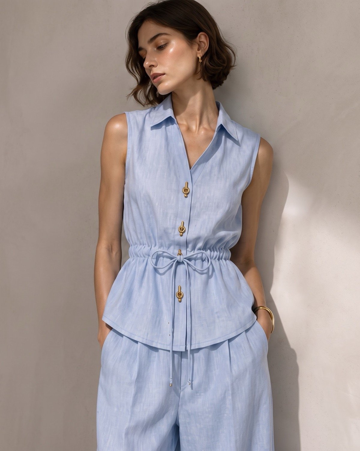 Blue Drawstring Top